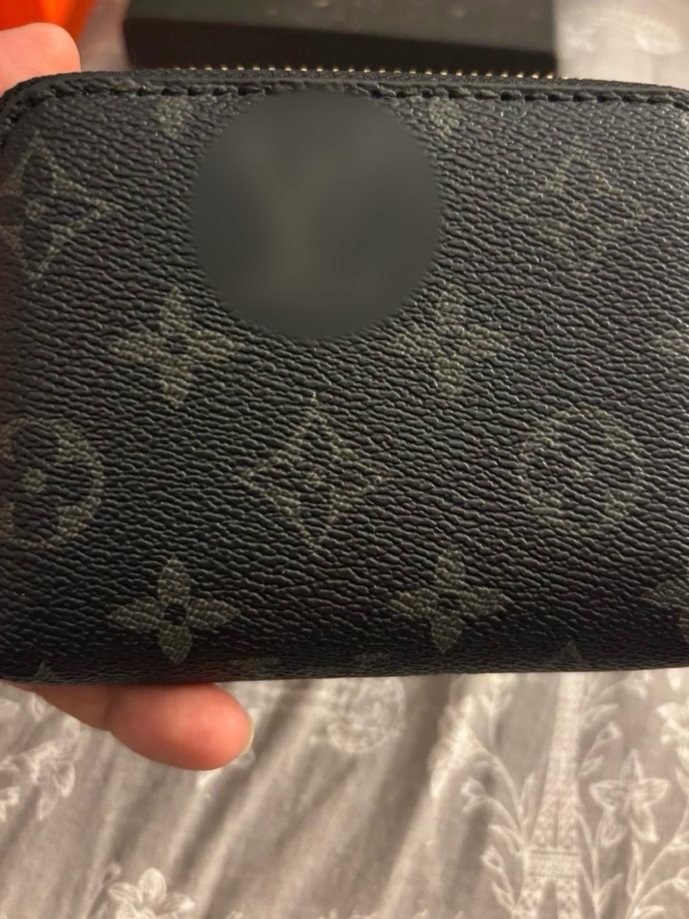 Black Monogram Zip Wallet